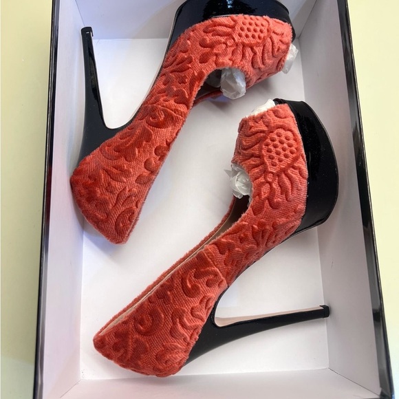 Red Peep Toe Heels - Picture 2 of 14